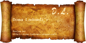 Doma Ladomér névjegykártya